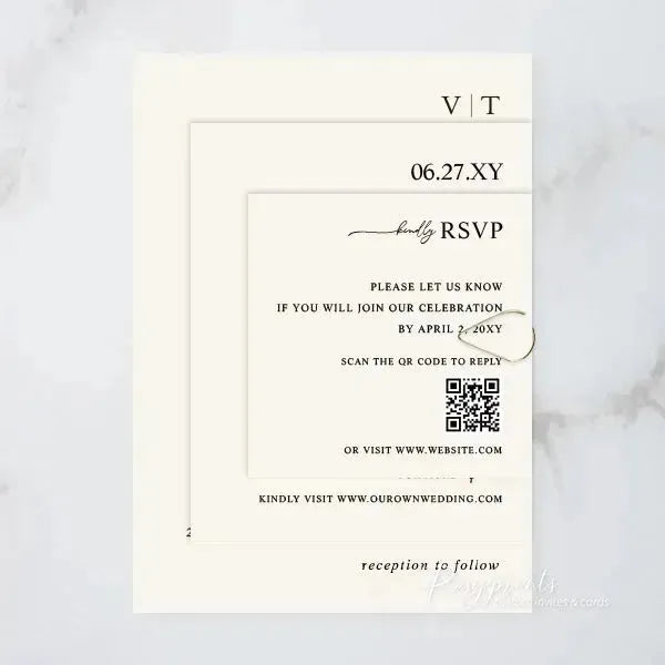 minimalist Tonal Stacked wedding invitations RPS10 - Rosy Prints