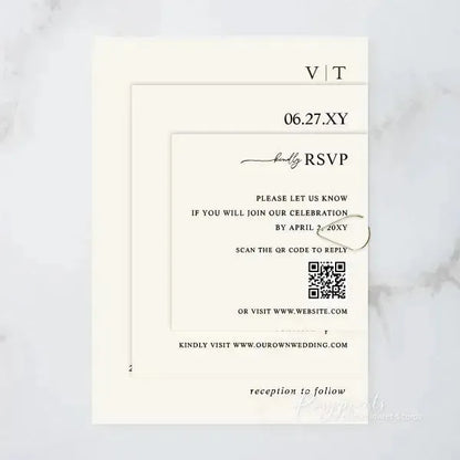 minimalist Tonal Stacked wedding invitations RPS10 - Rosy Prints