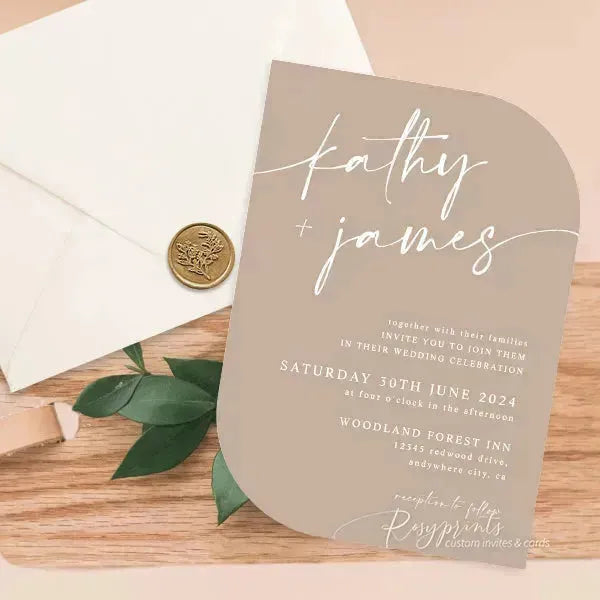 modern neutral wedding invitation, stacked style RPS18 - Rosy Prints