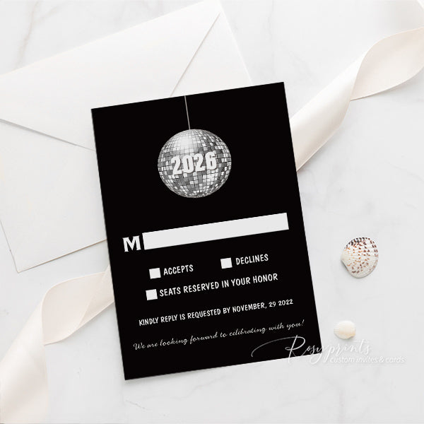 new year's eve disco ball party acrylic wedding invitations