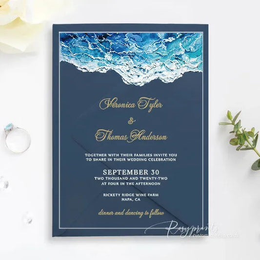 beach ocean clear acrylic wedding invitations ROSYA09