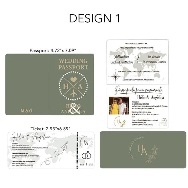 custom passport invitations for destination wedding ROSYF11 - Rosy Prints