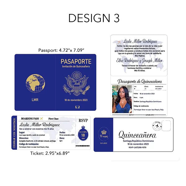 custom passport invitations for destination wedding ROSYF11 - Rosy Prints