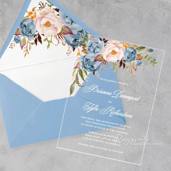 pastel dusty blue acrylic wedding invitations ROSYA73