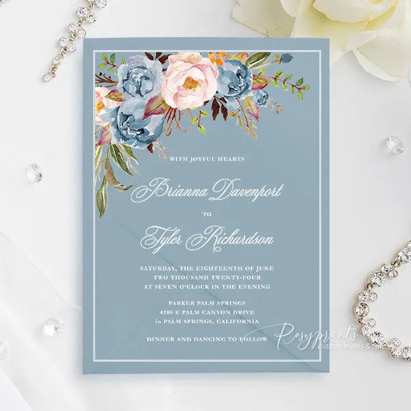 pastel dusty blue acrylic wedding invitations ROSYA73