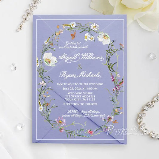 pastel wildflower acrylic wedding invitations ROSYA72 - Rosy Prints