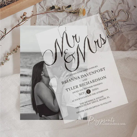 custom photo wedding invitations with vellum overlay ROSYS03