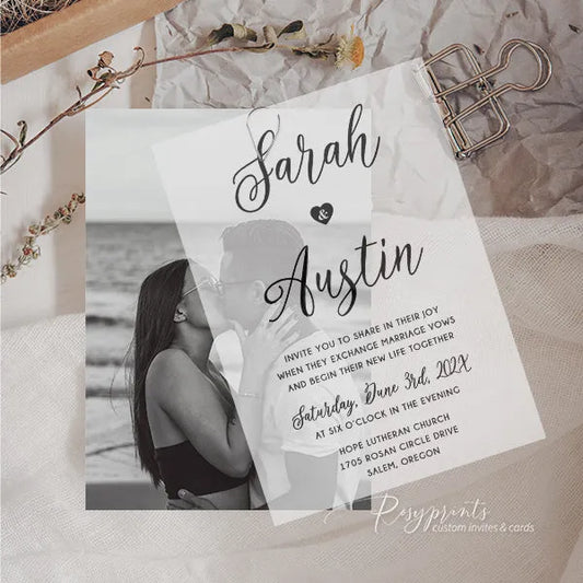 simple picture wedding invitations with vellum overlay ROSYS05