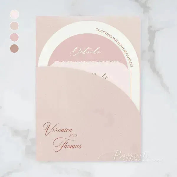 pink arched wedding invitations stacked style RPS01 - Rosy Prints