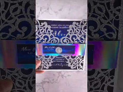 galaxy blue starry night celestial wedding invitations ROSYG19