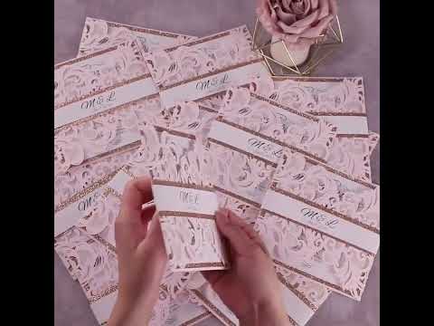 pink and rose gold wedding invitations