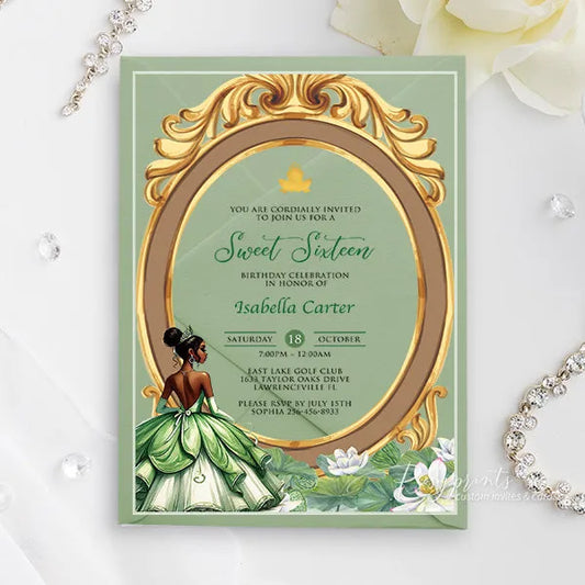 princess and the frog acrylic tiana birthday invitations ROSYA98 - Rosy Prints