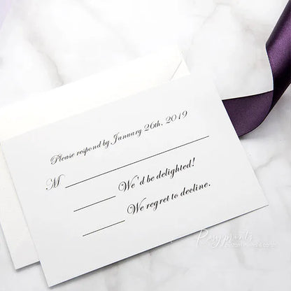 purple and gold glitter pocket wedding invitations