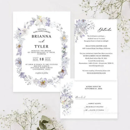 purple wildflower vellum wedding invitations ROSYV09 - Rosy Prints