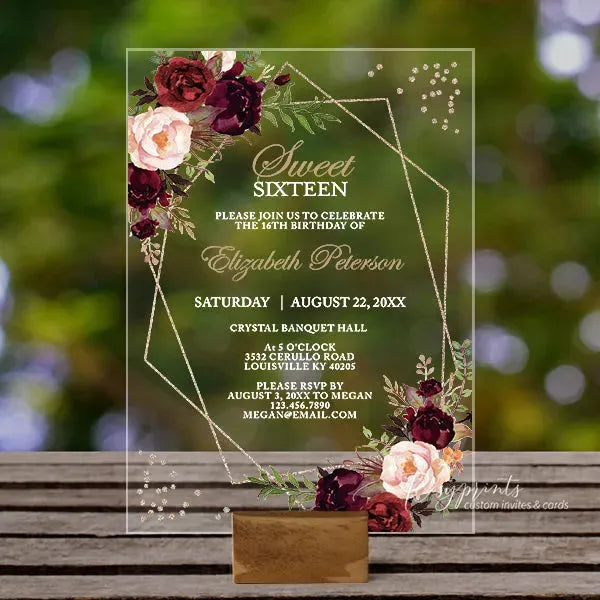 red and rose gold clear quince invitations ROSYA64