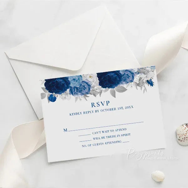 royal blue floral quinceanera acrylic invitations ROSYA33