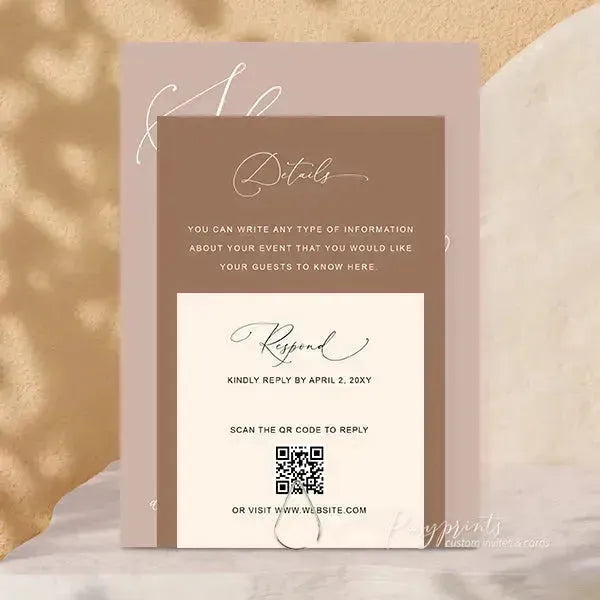 minimalist rustic stacked wedding invitations RPS13 - Rosy Prints