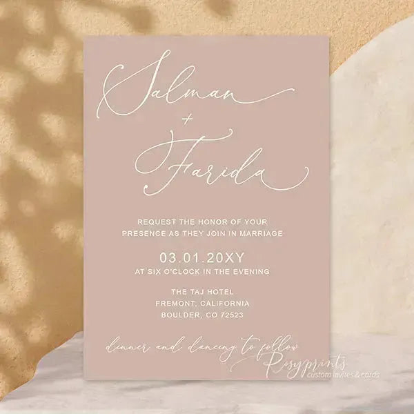 minimalist rustic stacked wedding invitations RPS13 - Rosy Prints