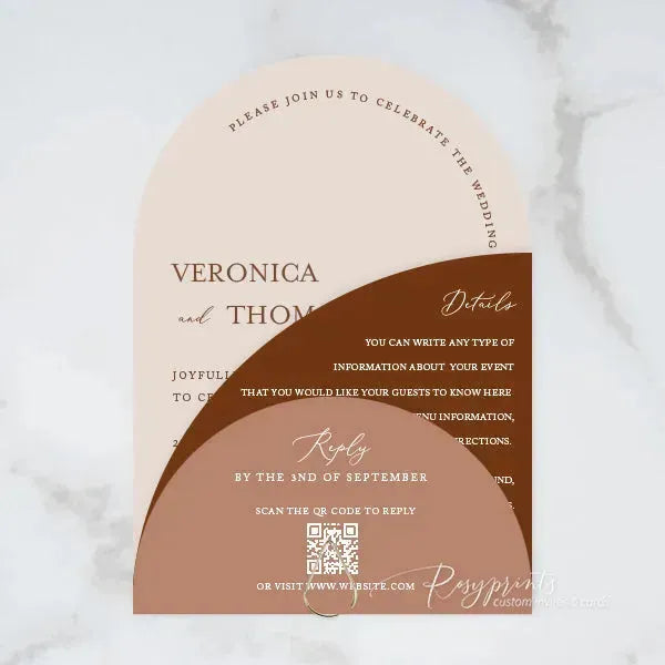 rust terracotta arch stacked wedding invitations RPS06