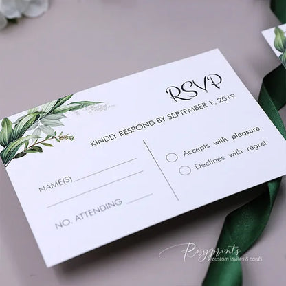 sage green and white pocket wedding invitations ROSYP46