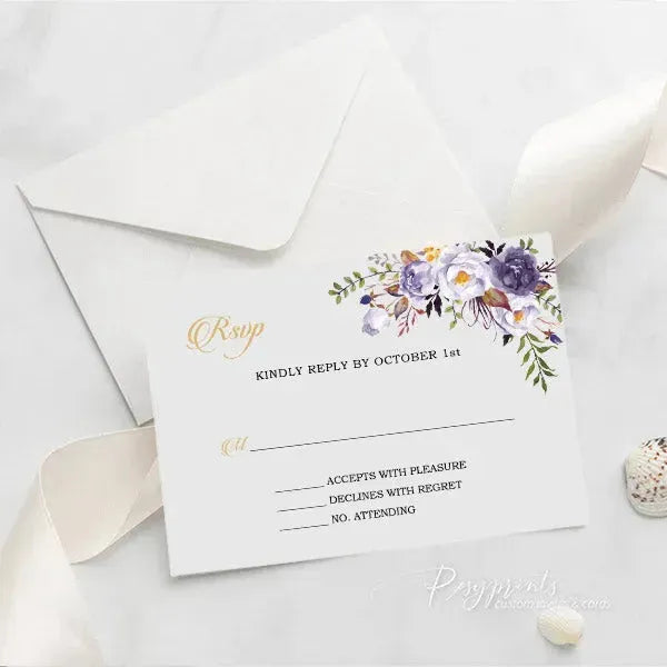 purple and gold acrylic wedding invitations ROSYA22