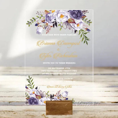 purple and gold acrylic wedding invitations ROSYA22