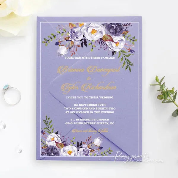 purple and gold acrylic wedding invitations ROSYA22