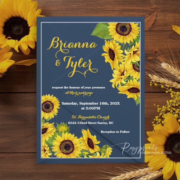 sunflower rustic country acrylic wedding invitations