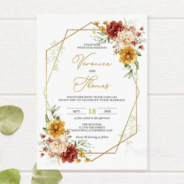 terracotta orange blush rustic wedding invitations RPFLAT16 - Rosy Prints