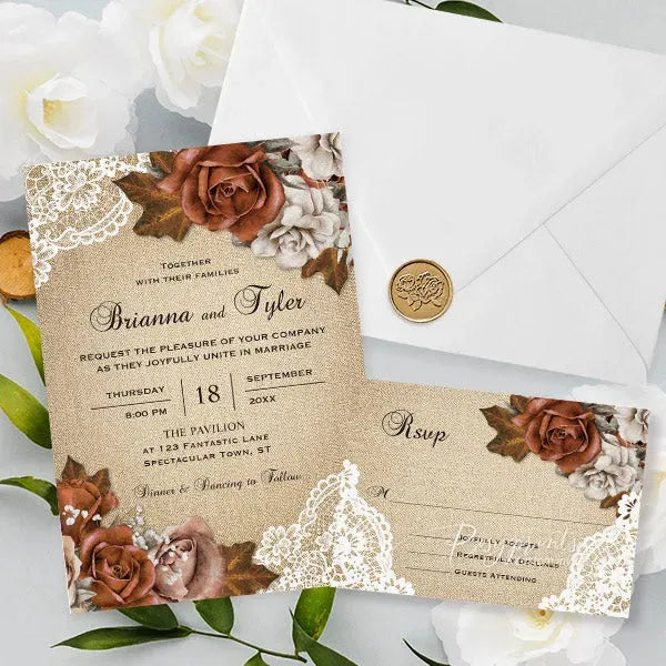 rustic terracotta fall wedding invitations RPFLAT12 - Rosy Prints