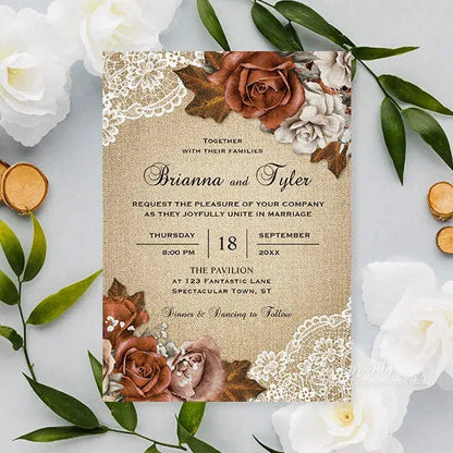 rustic terracotta fall wedding invitations RPFLAT12 - Rosy Prints