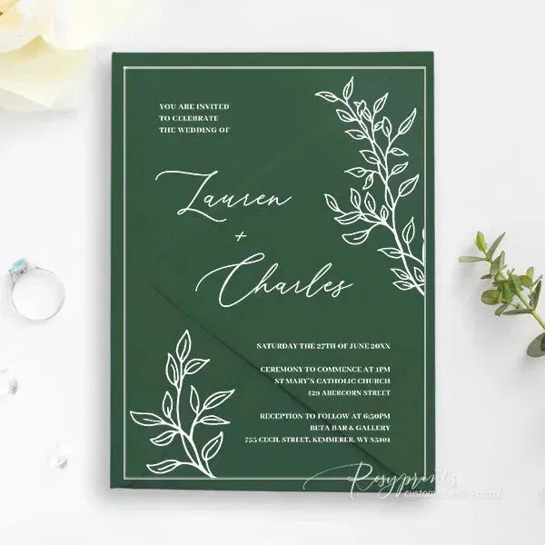 minimal greenery acrylic wedding invitations ROSYA13