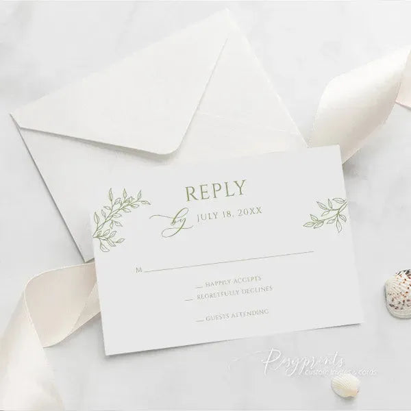 minimal greenery acrylic wedding invitations ROSYA13