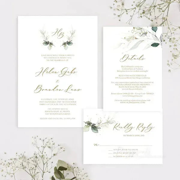 elegant sage green vellum wedding invitations ROSYV07