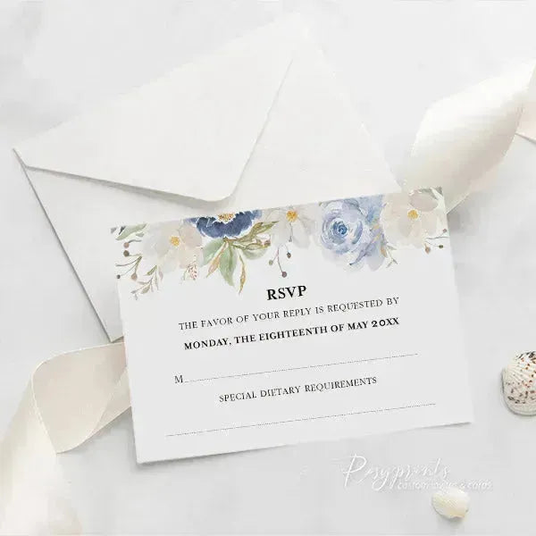 shades of blue floral acrylic wedding invitations ROSYA25