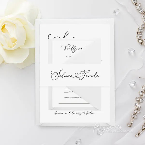 affordable black and white pocket wedding invitations ROSYP07 - Rosy Prints