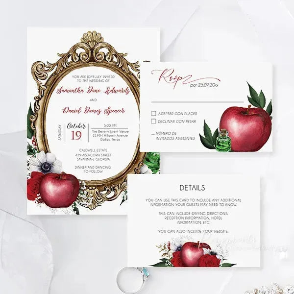 snow white fairytale wedding invitations RPFLAT18 - Rosy Prints