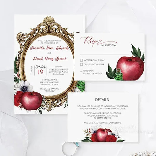 snow white fairytale wedding invitations RPFLAT18