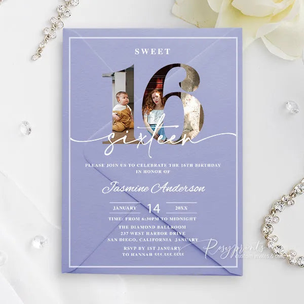 custom acrylic sweet sixteen invitations with photo ROSYA90