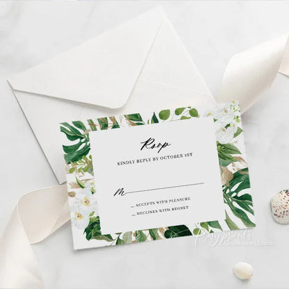 tropical greenery acrylic wedding invitations ROSYA74