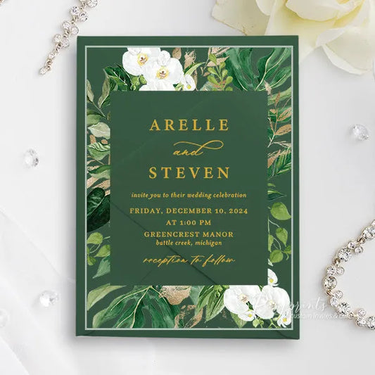 tropical greenery acrylic wedding invitations ROSYA74 - Rosy Prints