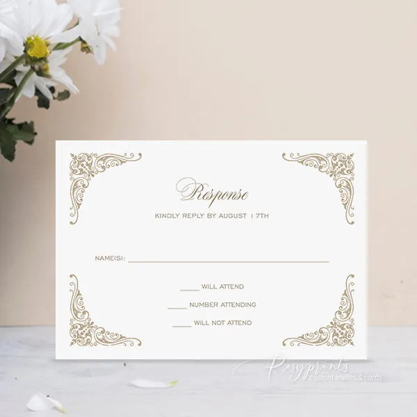 beige vintage wedding invitations with foil velvet pocket ROSYP47