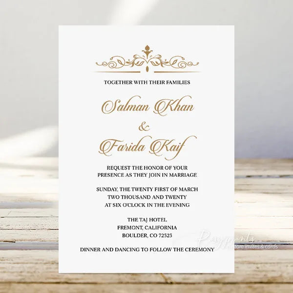 vintage black gold white pocket wedding invitations RPS40 - Rosy Prints