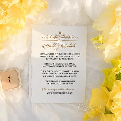 gold swirl deckled edge wedding invitations ROSYD09