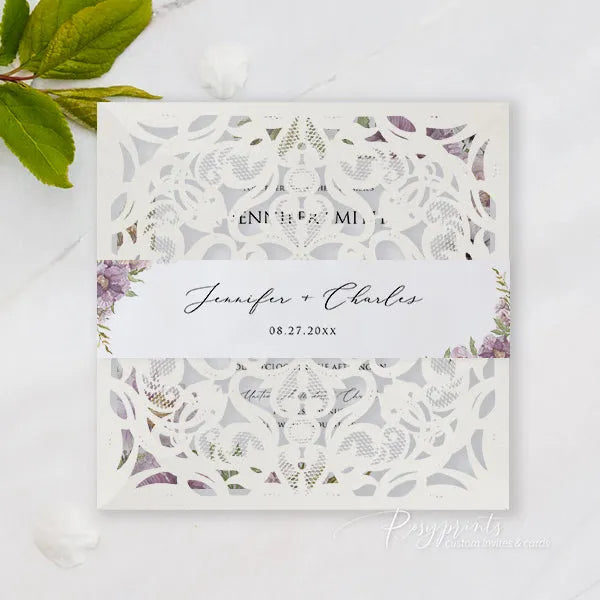 whimsical mauve purple flowers wedding invitations ROSYP36 - Rosy Prints