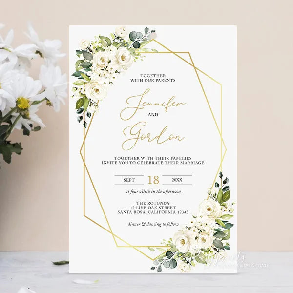 ivory flowers gold foil velvet wedding invitations