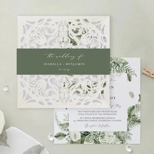 elegant floral sage green wedding invitations ROSYP18