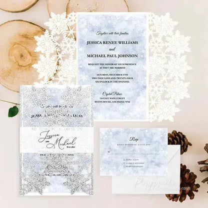 winter blue and silver snowflake wedding invitations ROSG23