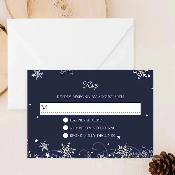 winter blue and silver snowflake wedding invitations