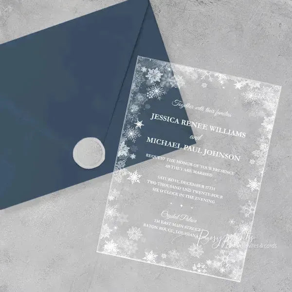 winter snowflake acrylic wedding invitations ROSYA45